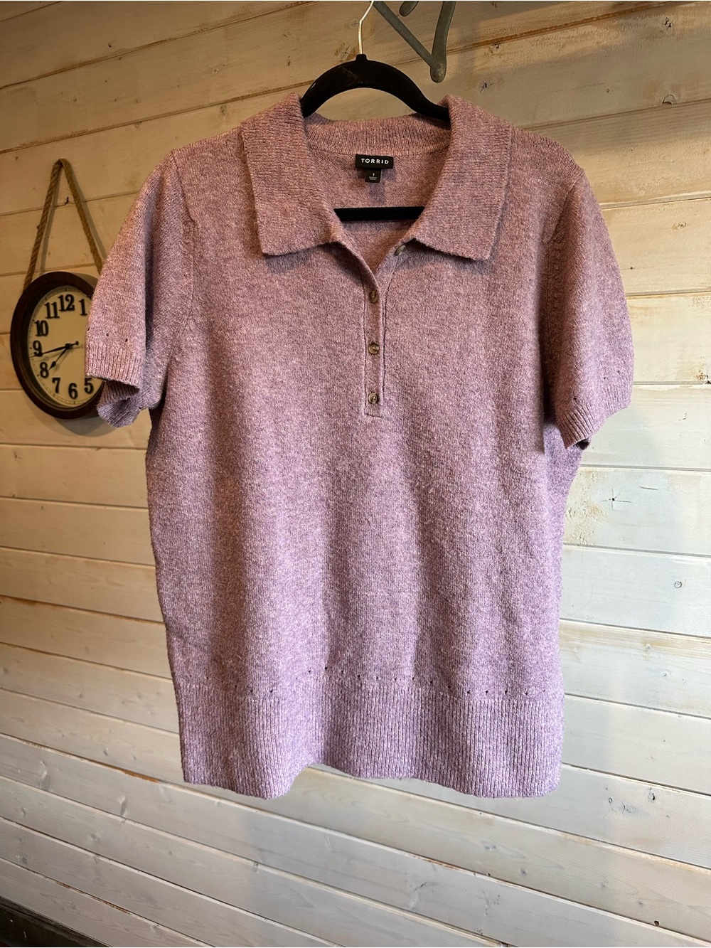 Torrid | Lavender Knit Collared Short Sleeve Top